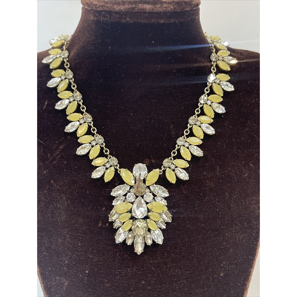 J Crew Neutral Colored Crystal Large Medallion Continuous Statement Necklace
